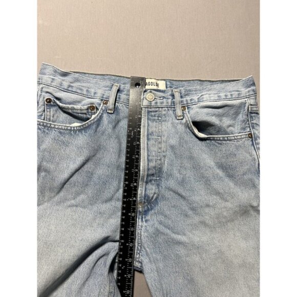 Agolde Jeans Womens Size 29 Blue 90's Straight High Rise ButtonFly Cropped 32x26 - Picture 14 of 16